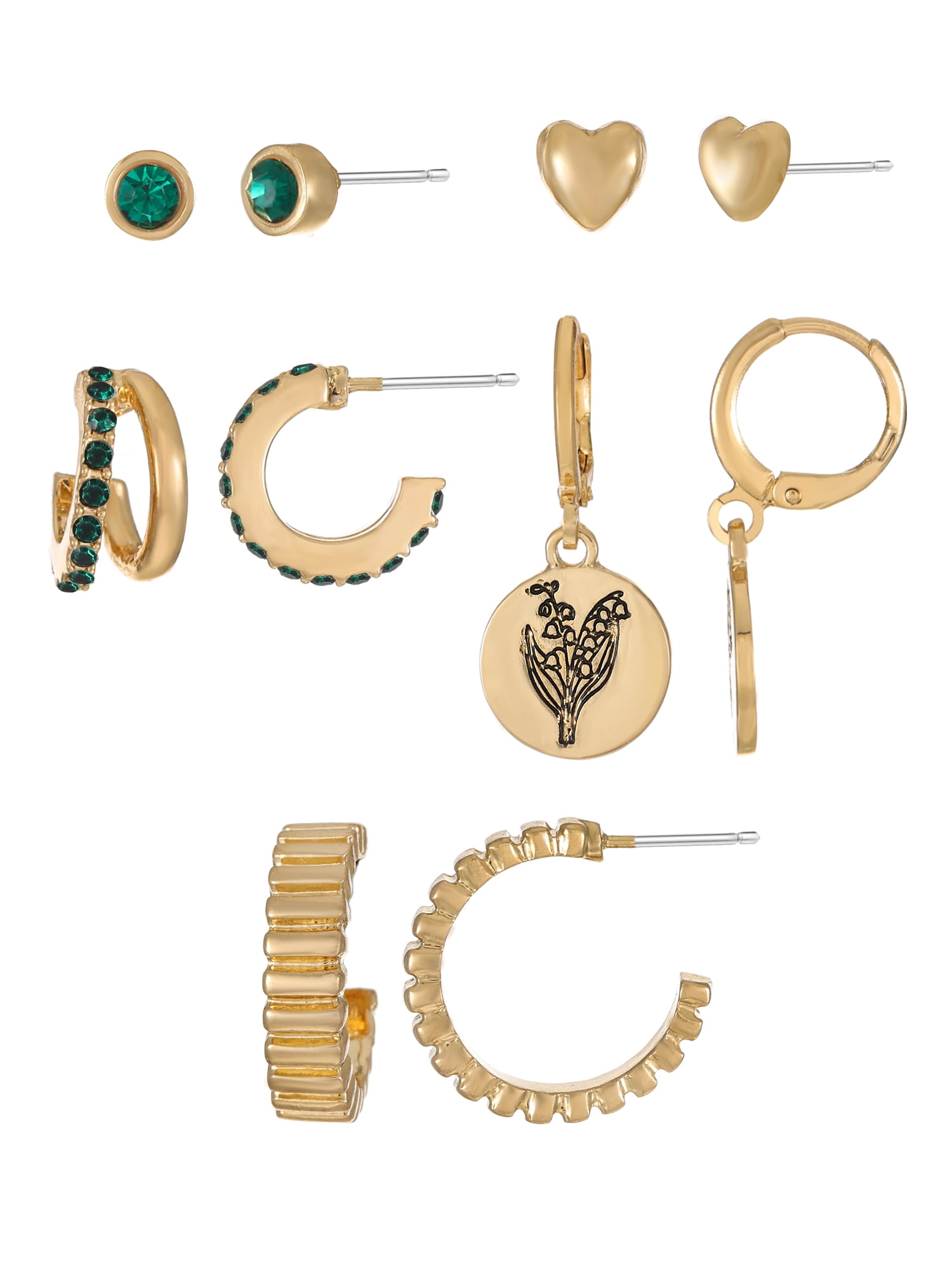 Time and Tru May Lily of the ValleyEarring Pack Goldtone