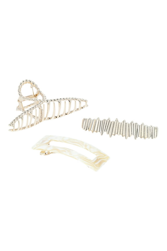 Metal Claw Clip Set, 3-Piece, Ivory