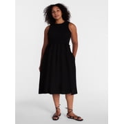 Time and Tru Women's Tiered Midi Dress with Flutter Sleeves, Sizes XS-XXXL