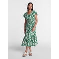 thumbnail image 1 of Time and Tru Women's Tiered Midi Dress with Flutter Sleeves, Sizes XS-XXXL, 1 of 5