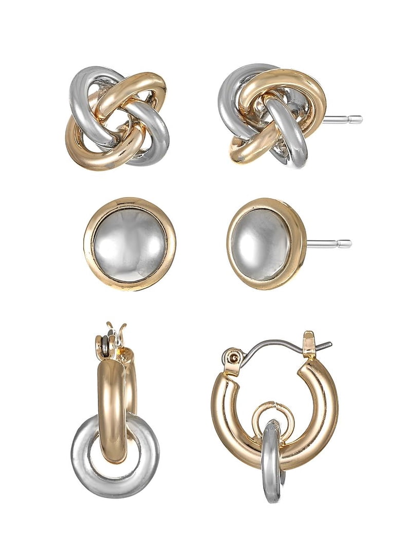 NEW Lot Of Time And Tru Women\'s Pierced Earrings And accessories Silver And Gold Time and Tru Silver Tone Crystal Stud Earrings Set 9 Pairs  main image 3