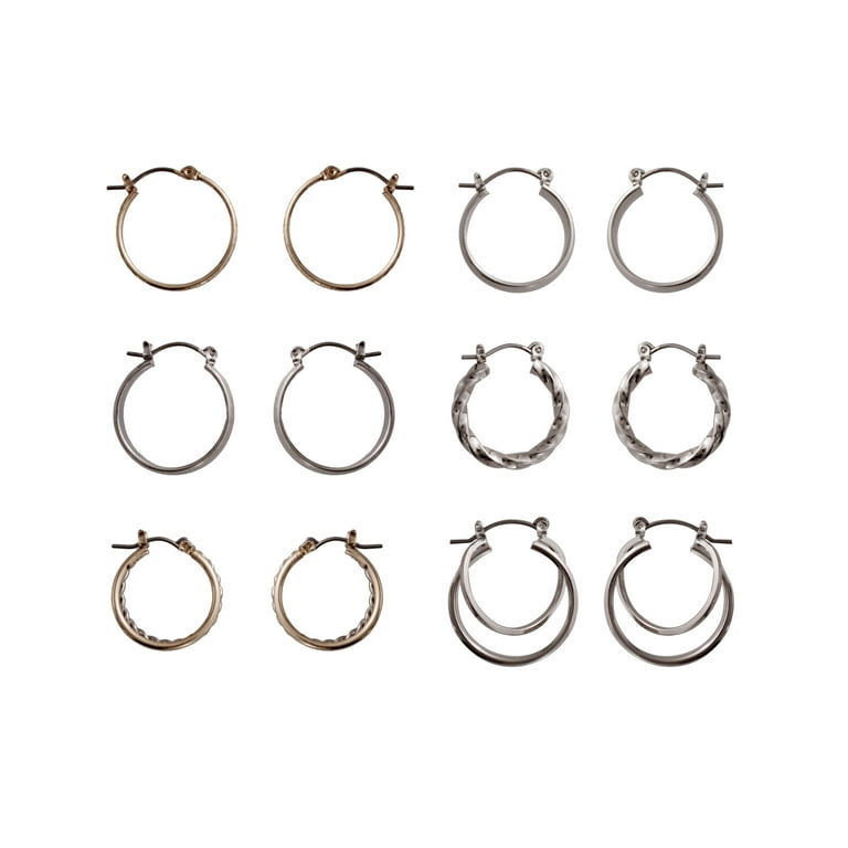 Time and Tru Women's Thin Hoop Earrings