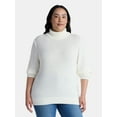thumbnail image 1 of Time and Tru Women’s and Women’s Plus Turtleneck Sweater with Cable Sleeves, Midweight, Sizes XS-4X, 1 of 5