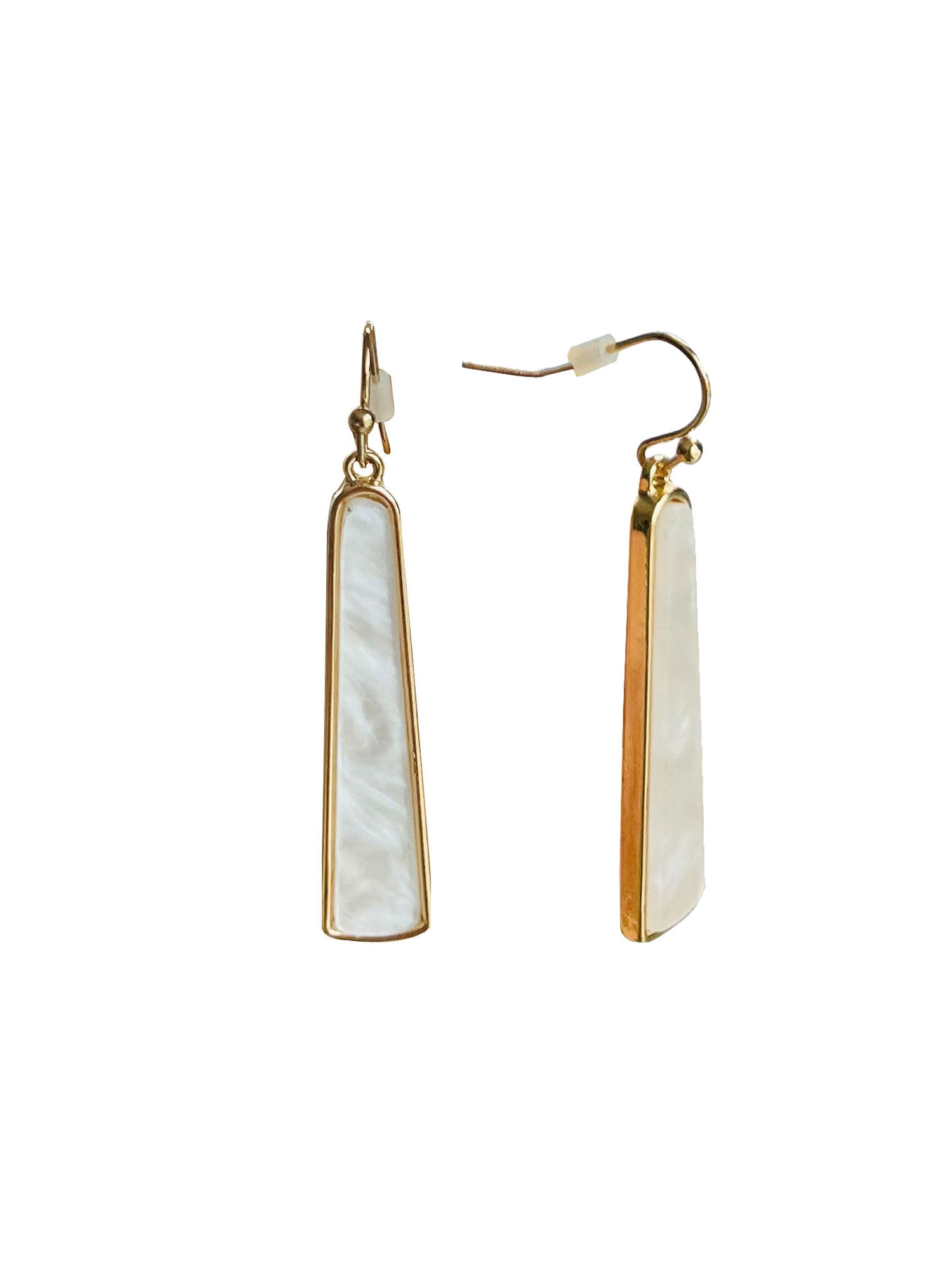 Time and Tru Mother of Pearl Gold Plated Fish Hook Earrings with Bullet Backs