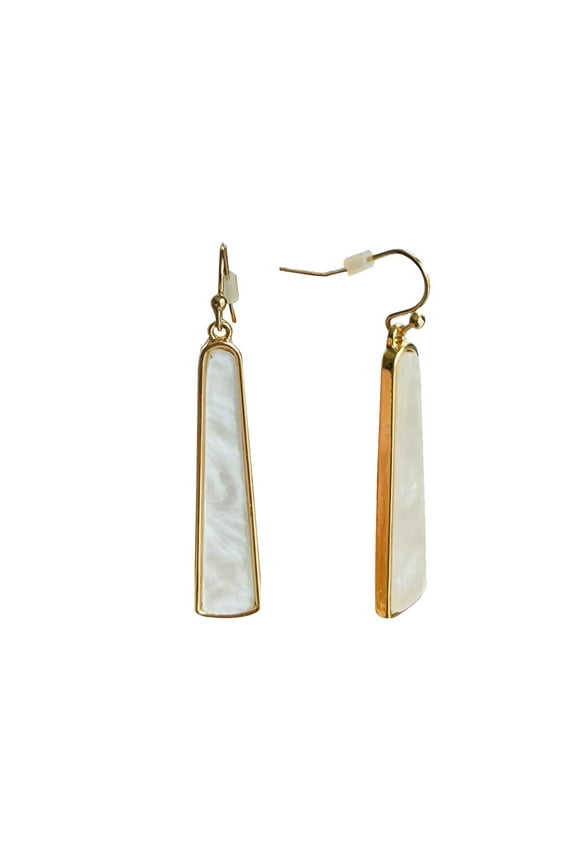 Mother of Pearl Gold Plated Fish Hook Earrings with Bullet Backs