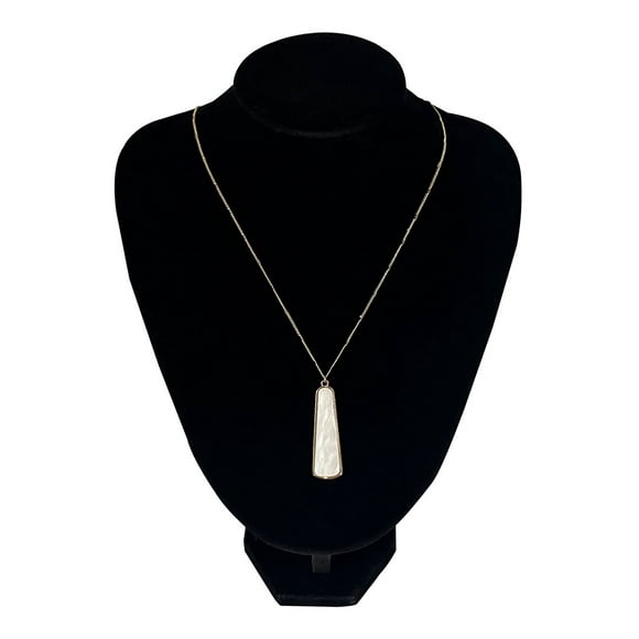Time and Tru Mother of Pearl Gold Plated Long Pendant Necklace with Lobster Clasp