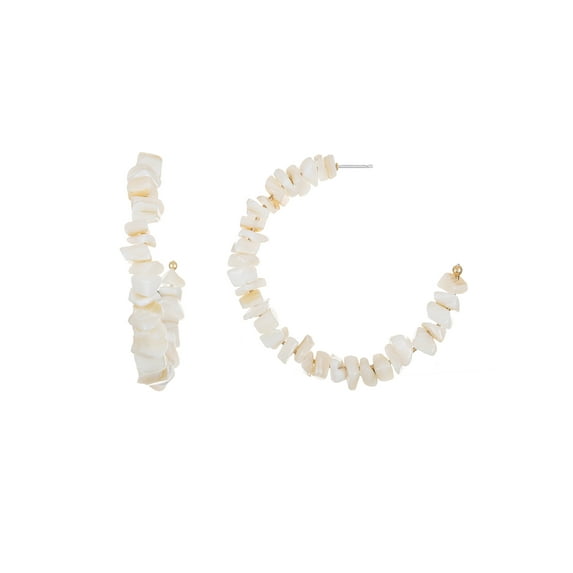 Time and Tru Mother-of-Pearl Stone Hoop Earring, 1 Pair