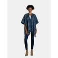 thumbnail image 1 of Time and Tru Women's Plaid Fashion Ruana, One Size, Blue, 1 of 5