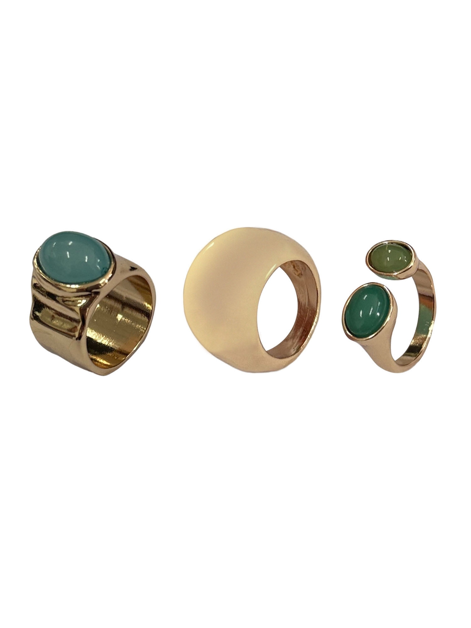 Multicolor Cabochon Chunky Rings for Female Adults and Teens, 3 Pack