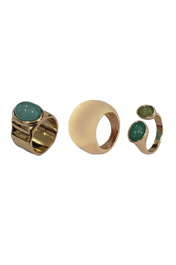 Multicolor Cabochon Chunky Rings for Female Adults and Teens, 3 Pack