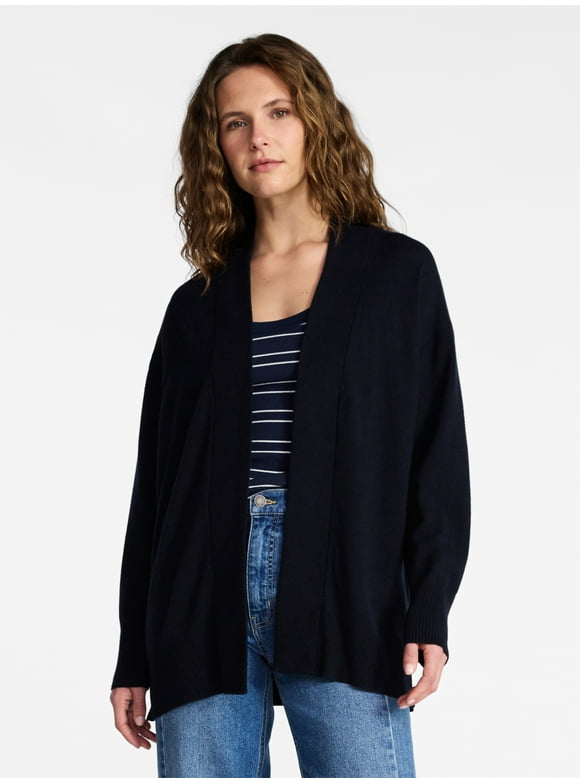 Women's Open Front Cardigan Sweater with Long Sleeves, Lightweight, Sizes XS-XXXL