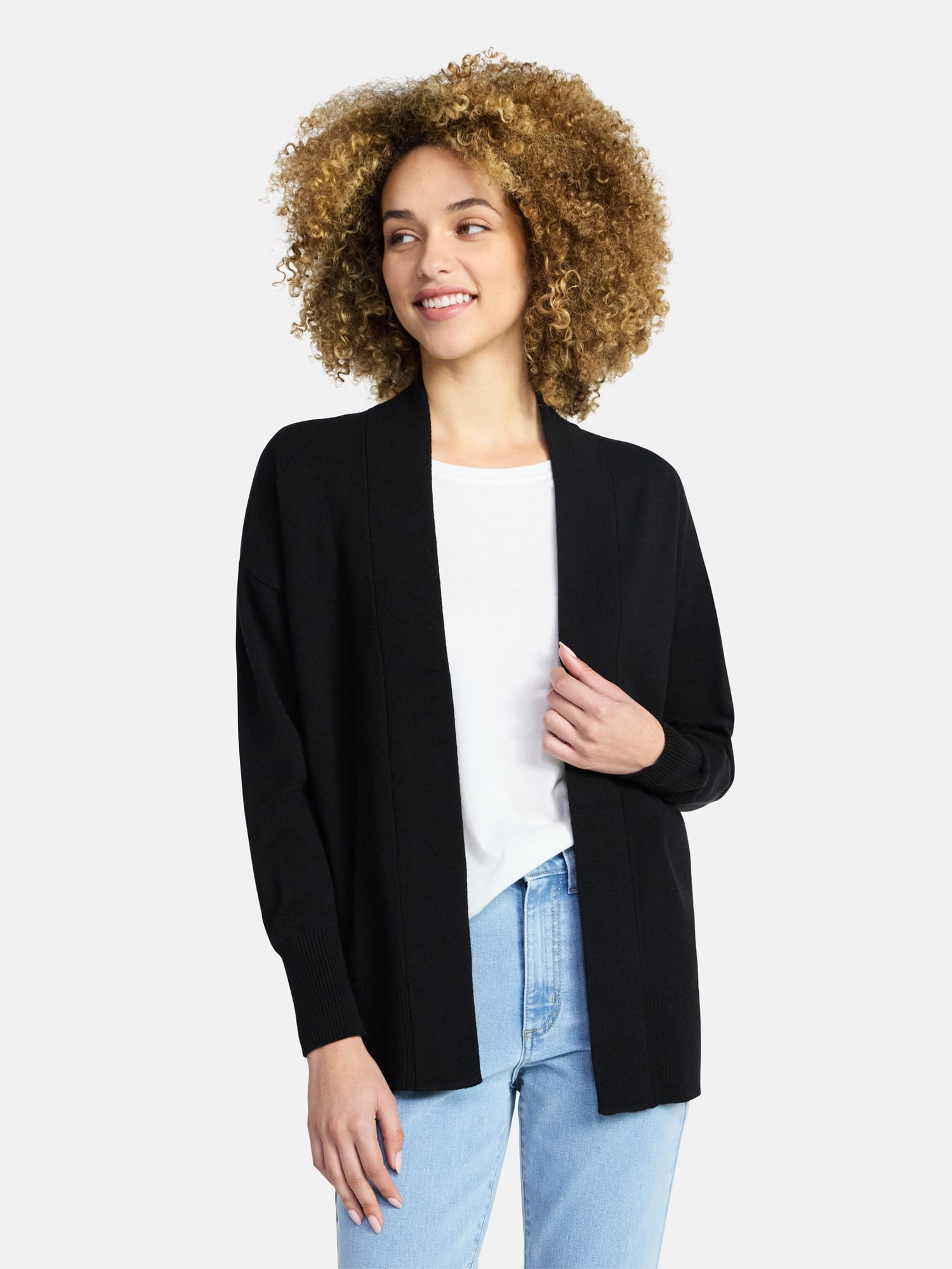 Time and Tru Open Front Cardigan Missy, size XS to XXXL