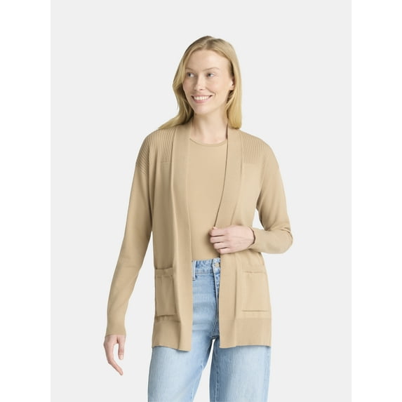 Time and Tru Women's Open Front Cardigan Sweater, Lightweight, Sizes XS-XXXL
