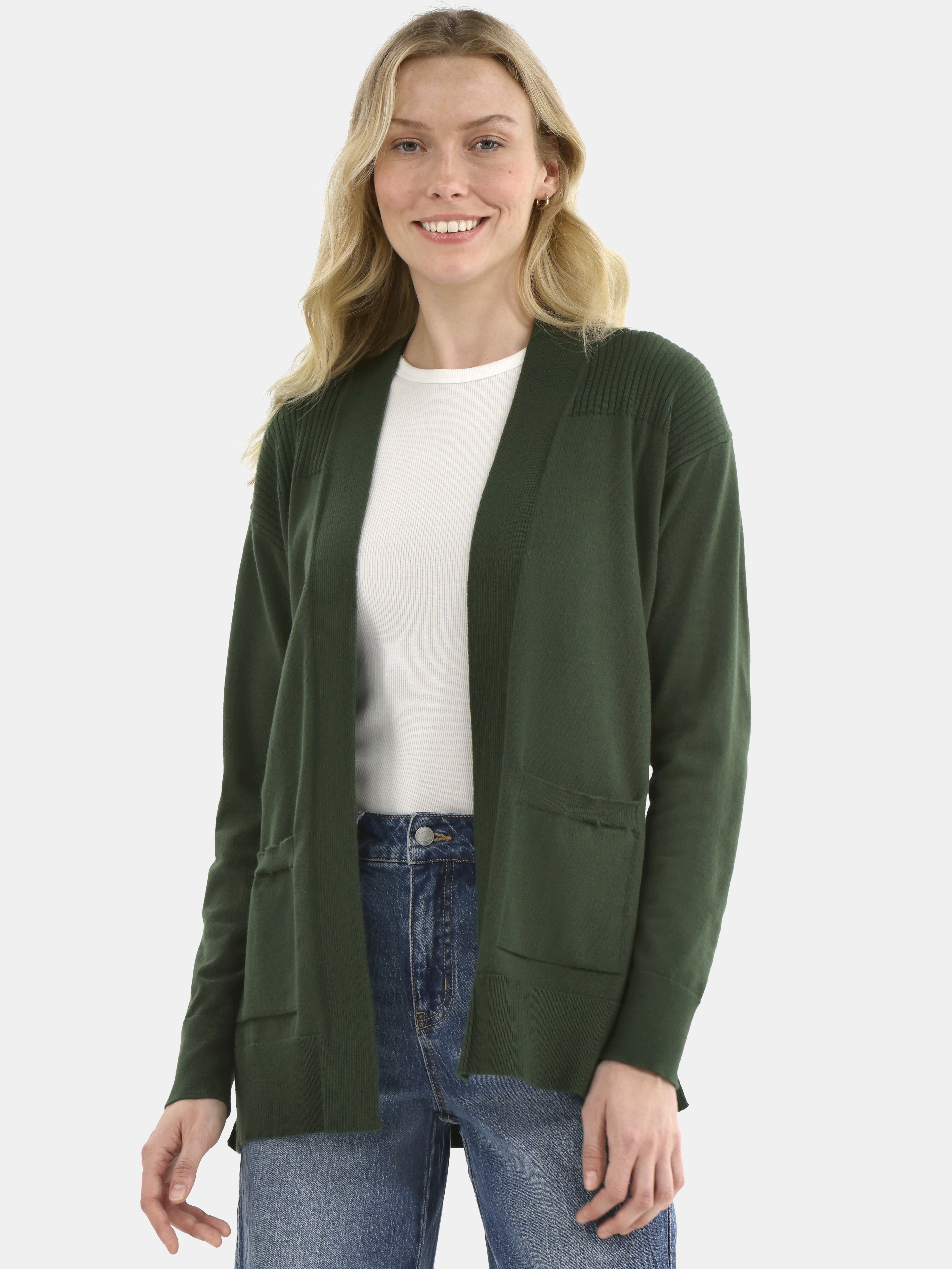 Time and Tru Women's and Women's Plus Open Front Cardigan Sweater, Sizes XS-4X