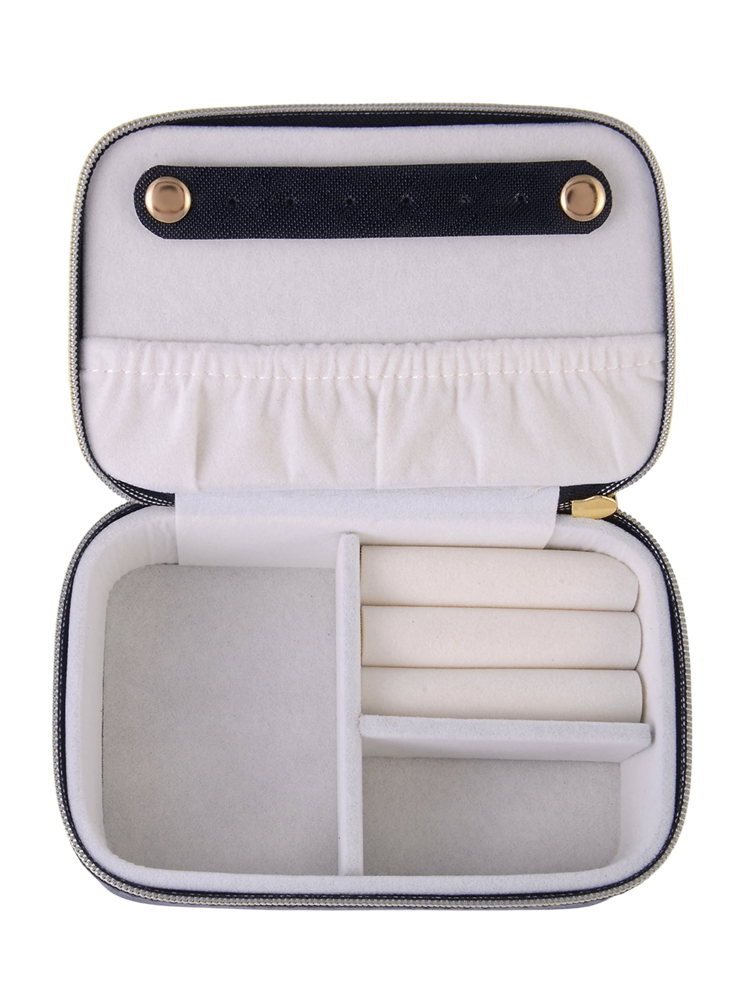 Oval Black Metal Bar Zipper Pull Jewelry Organizer