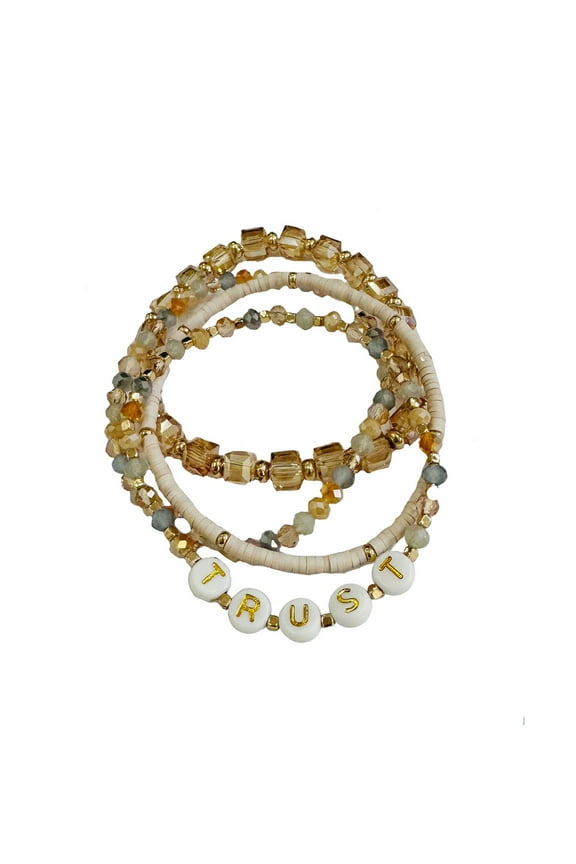 Personalization Stretch Bracelets "Trust" in Ivory, 4 Pack