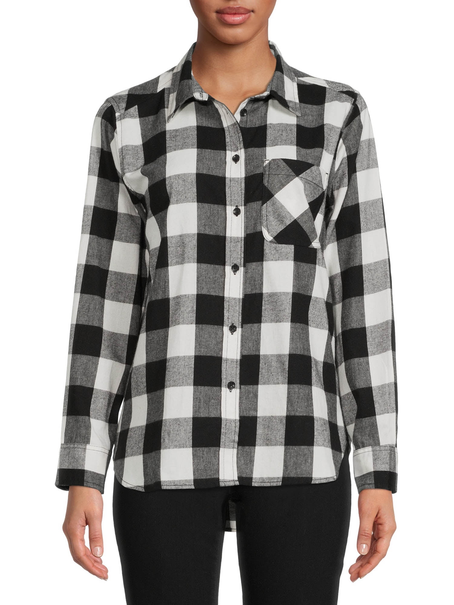 Time and Tru Plaid Flannel Button Front, Blouses and Tops (Women's M)