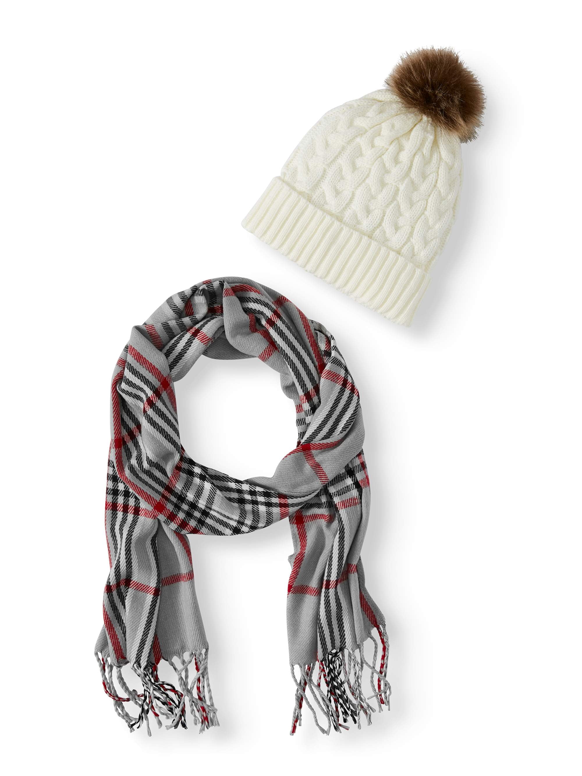 Time and Tru Plaid Hat and Scarf Gift Set