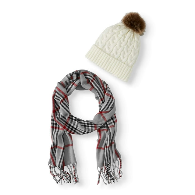 Time and Tru Plaid Hat and Scarf Gift Set