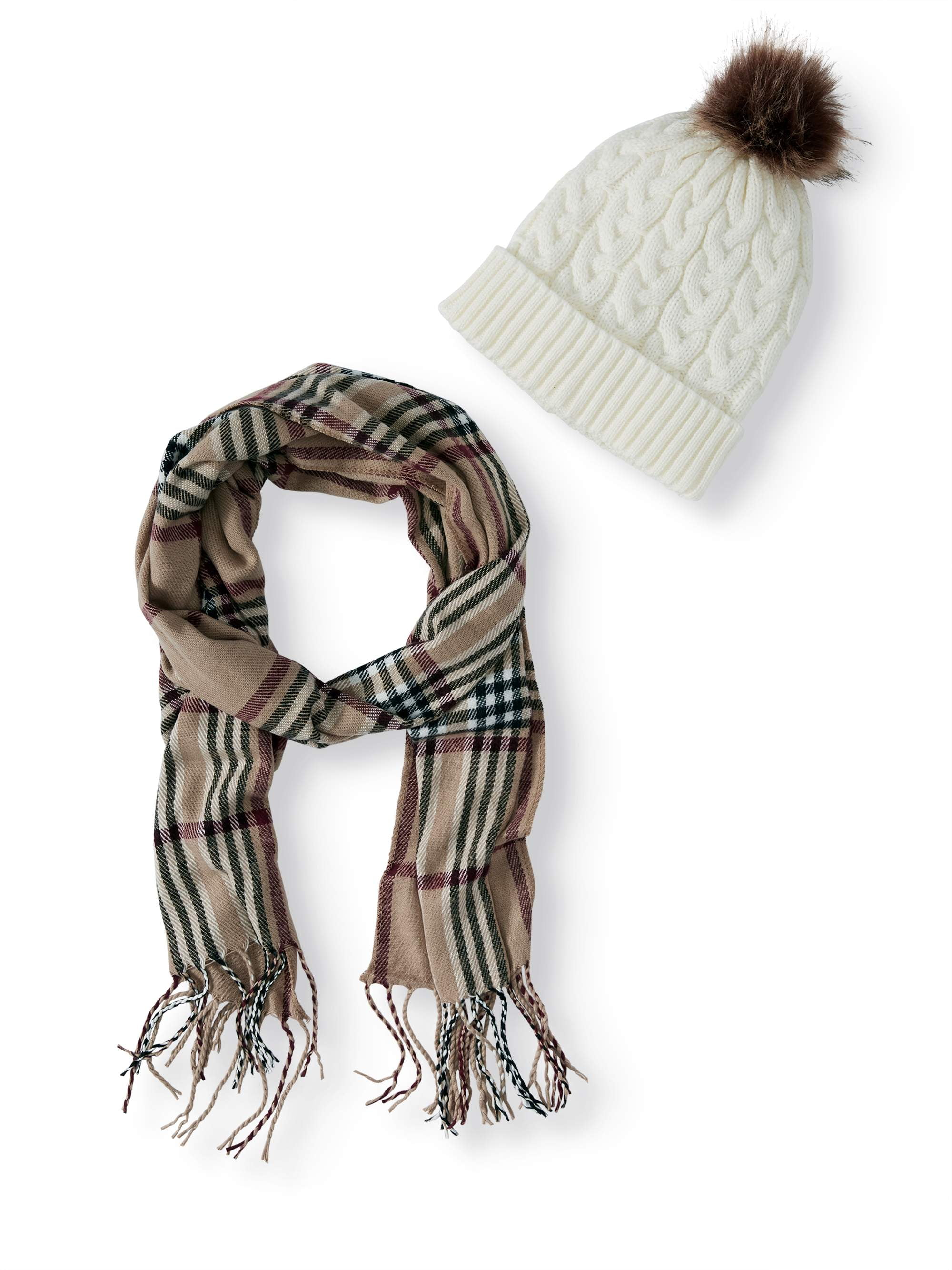 Time and Tru Plaid Hat and Scarf Gift Set