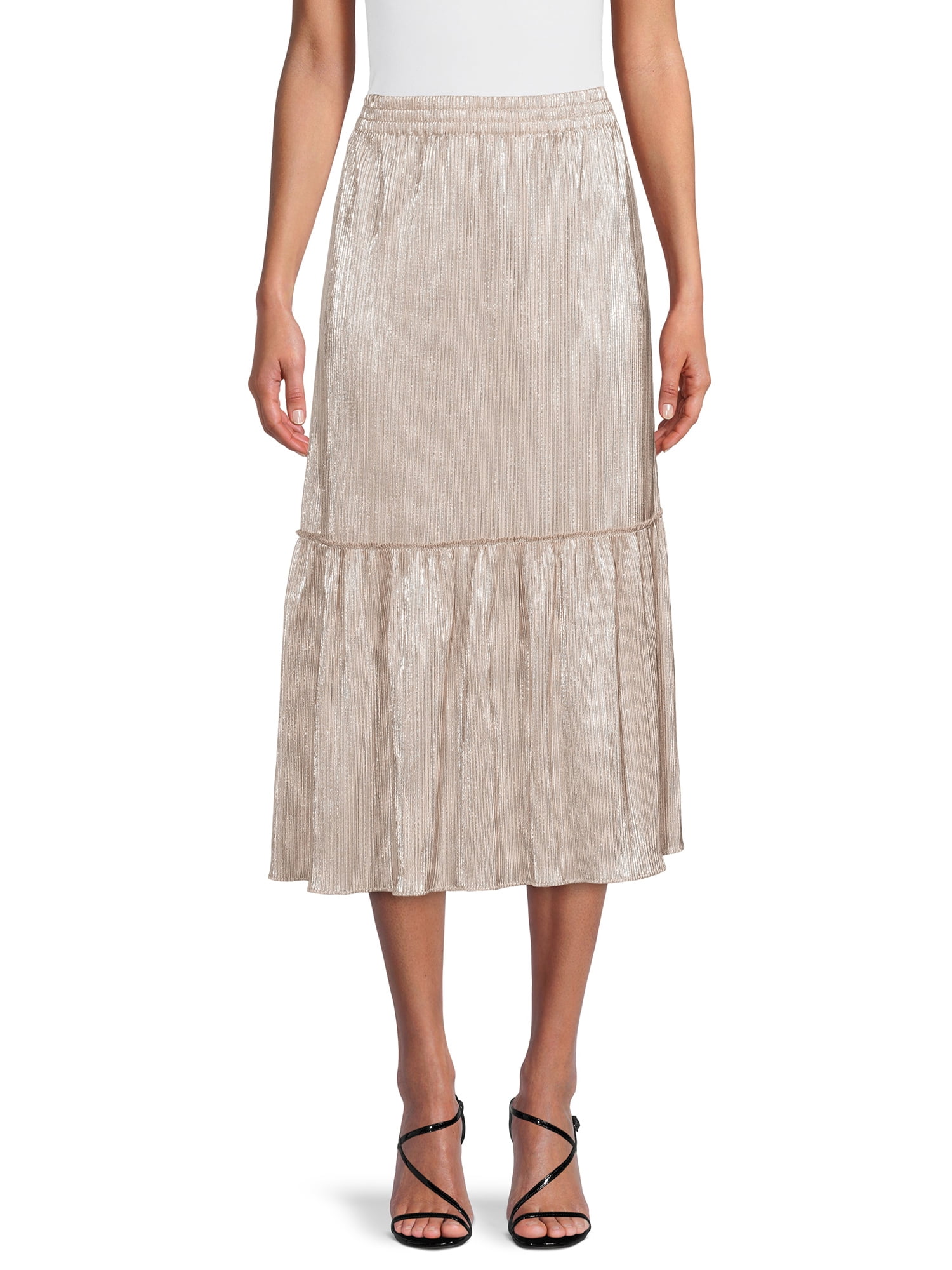 Made in USA Solid Plisse Midi Skirt
