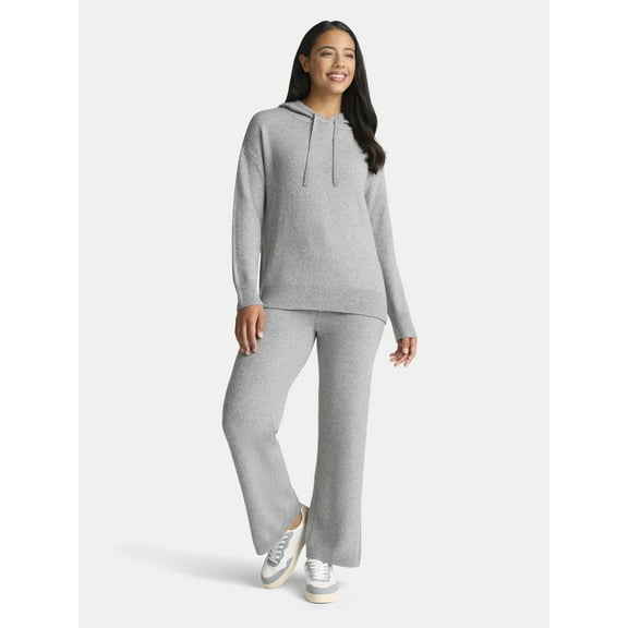 Time and Tru Women's and Women’s Plus Sweater Hoodie and Pants Set, Sizes XS-4X