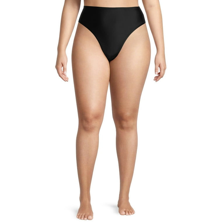 Time and Tru Plus Size Black Swimsuit Bikini Bottoms with Side Tabs