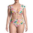 thumbnail image 1 of Time and Tru Plus Size Cap Sleeve Tie-Front Swimsuit Bikini Top, 1 of 6