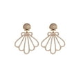 thumbnail image 1 of Time and Tru Raffia Wrapped Shell Motif Earrings, Tan, 1 Pair, 1 of 4