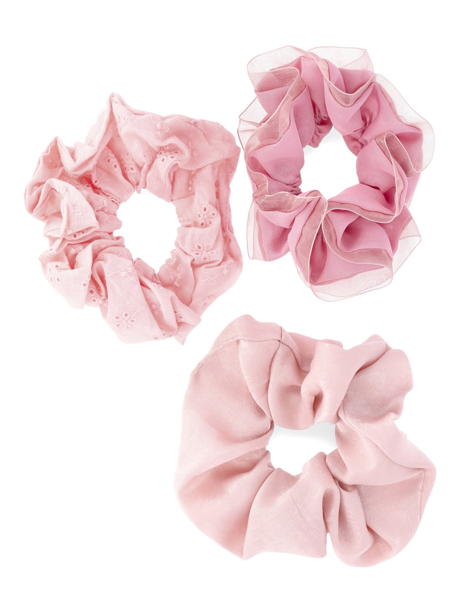 Silk Bauble Hair Tie Scrunchie Set of 3 Valentine’s Soft Pink Silk Scrunchies Set | Hair Accessories | Mayfairsilk® main image 4