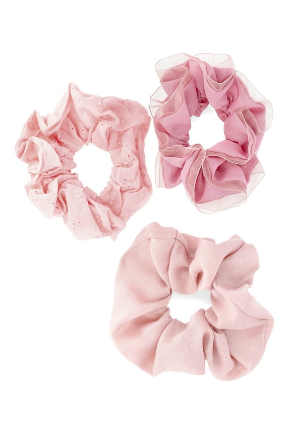 Scrunchies, 3-Piece Set, Pink