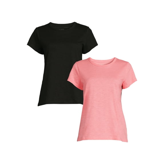 Time and Tru Short Sleeve Crew Neck Slub T-Shirts (Women's), 2 Count