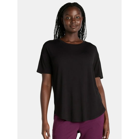 Time and Tru Women’s Crewneck Tunic Tee with Short Sleeves, Sizes XS-XXXL