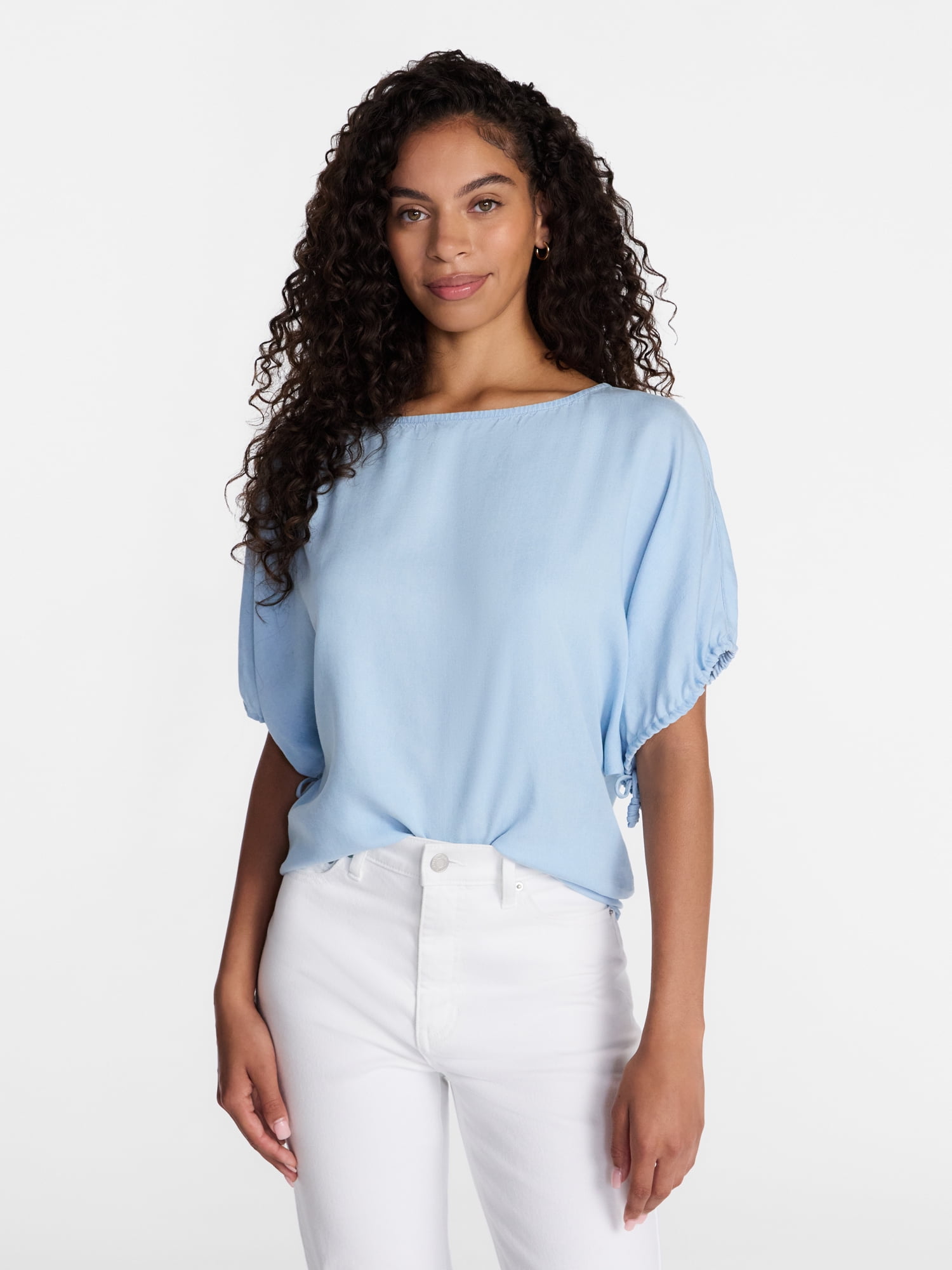Time and Tru Women's Boatneck Top with Dolman Sleeves, Sizes XS-XXXL