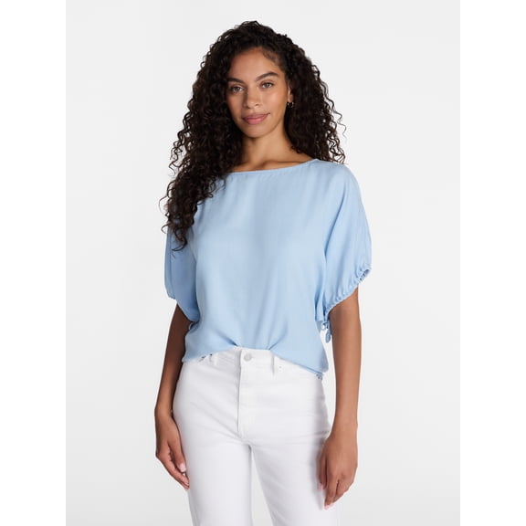 Time and Tru Women's Boatneck Top with Dolman Sleeves, Sizes XS-XXXL
