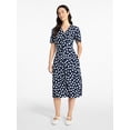 thumbnail image 1 of Time and Tru Women's Empire Waist Midi Dress with Short Sleeves, Sizes XS-XXXL, 1 of 5