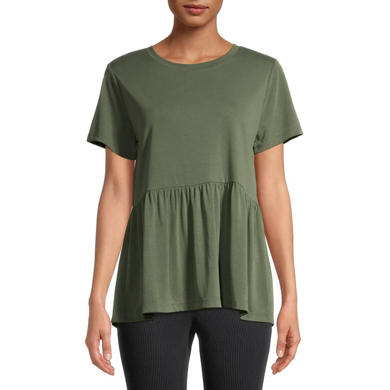 Time and Tru Short Sleeve Peplum Pullover Relaxed Fit T Shirt