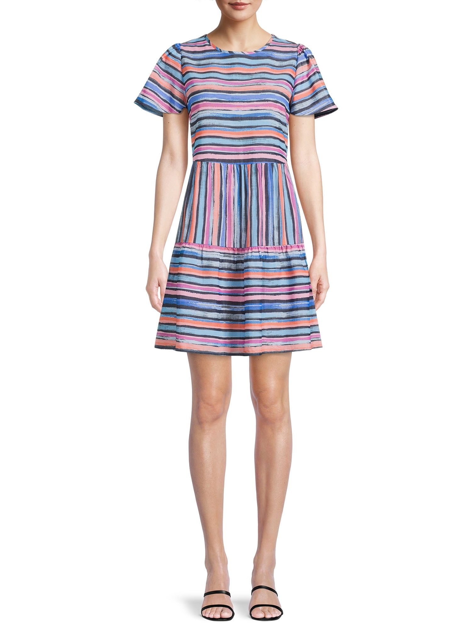 Printed Short Sleeve Mini Dress