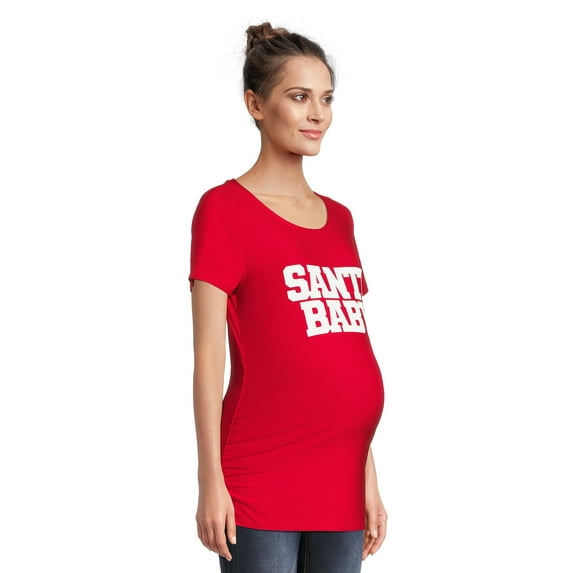 Time and Tru Short Sleeve Scoop Neck Graphic T-Shirt ( Women's Maternity)