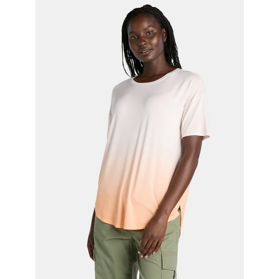 Time and Tru Women’s Crewneck Tunic Tee with Short Sleeves, Sizes XS-XXXL
