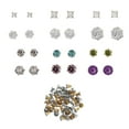 thumbnail image 1 of Time and Tru Silver-Tone Crystal Stud Earrings Set, 15-Piece, 1 of 2