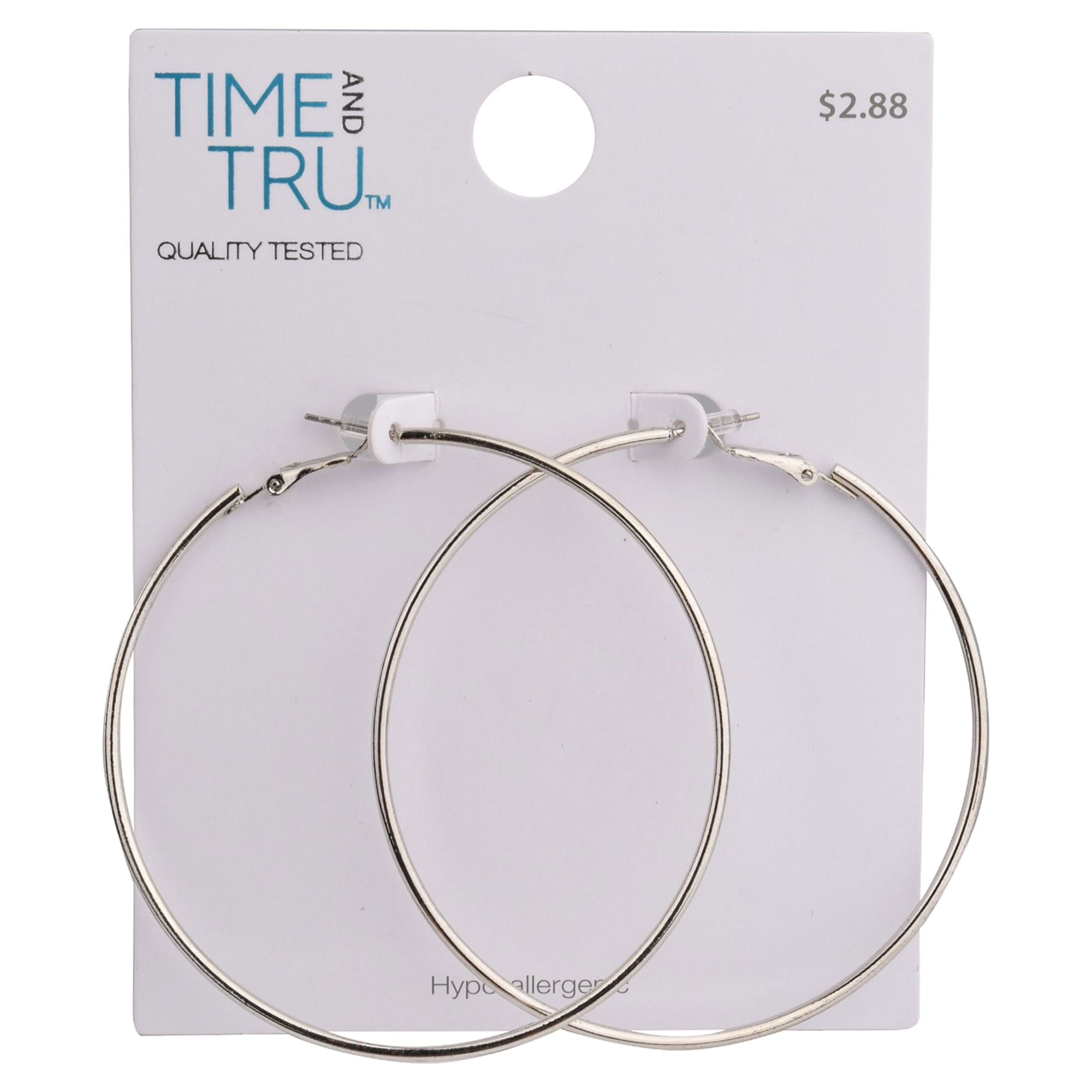Time and Tru Silver Tone Large Hoop Earrings