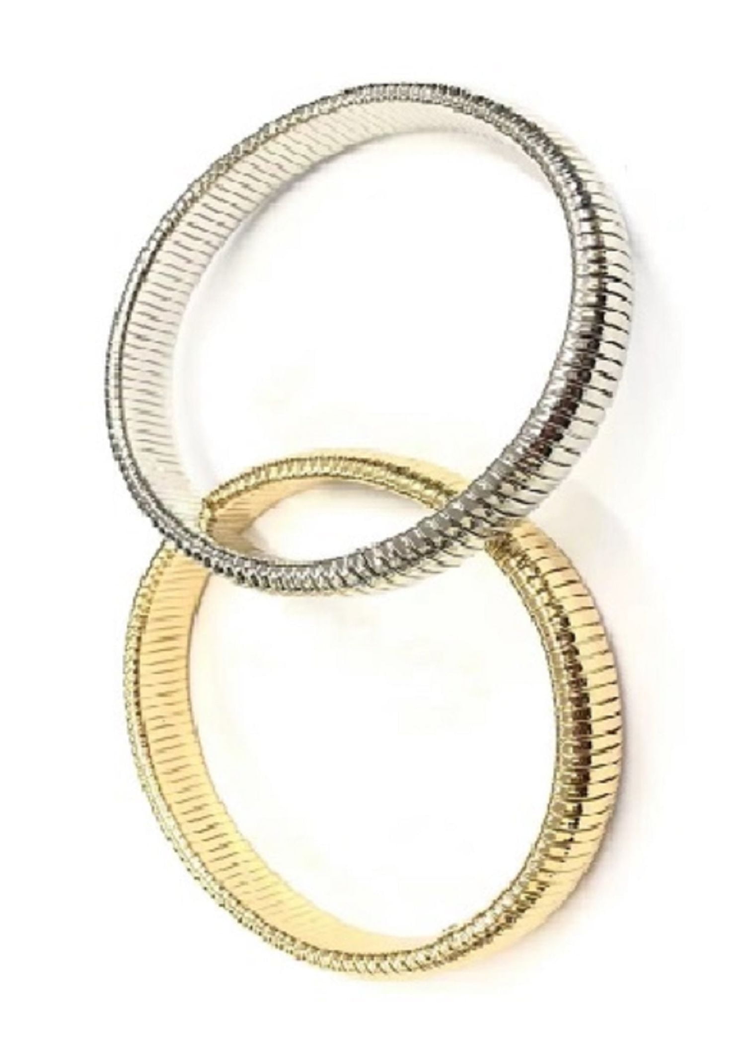 TIME AND TRU Silver and Goldtone Omega Bracelet Set, 2 Pieces