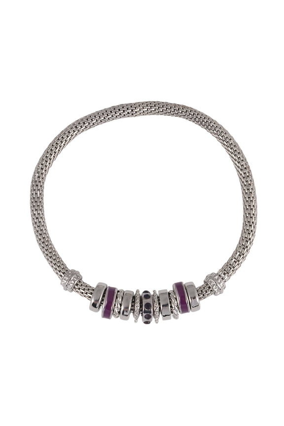 Silvertone Chain with Amethyst Birthstone "February" Bracelet