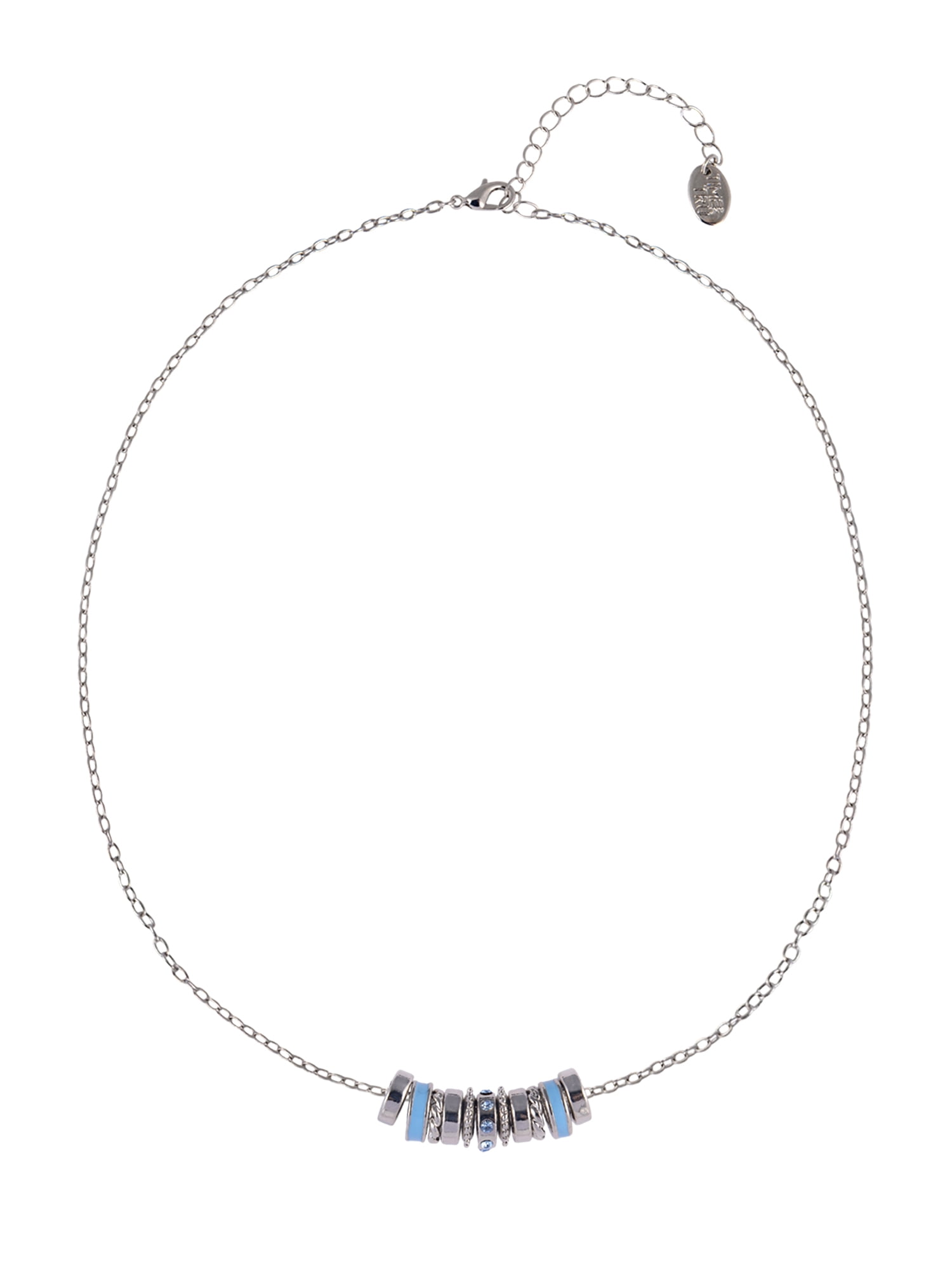 Time and Tru Silvertone Chain with Aqua Birthstone "March" Necklace