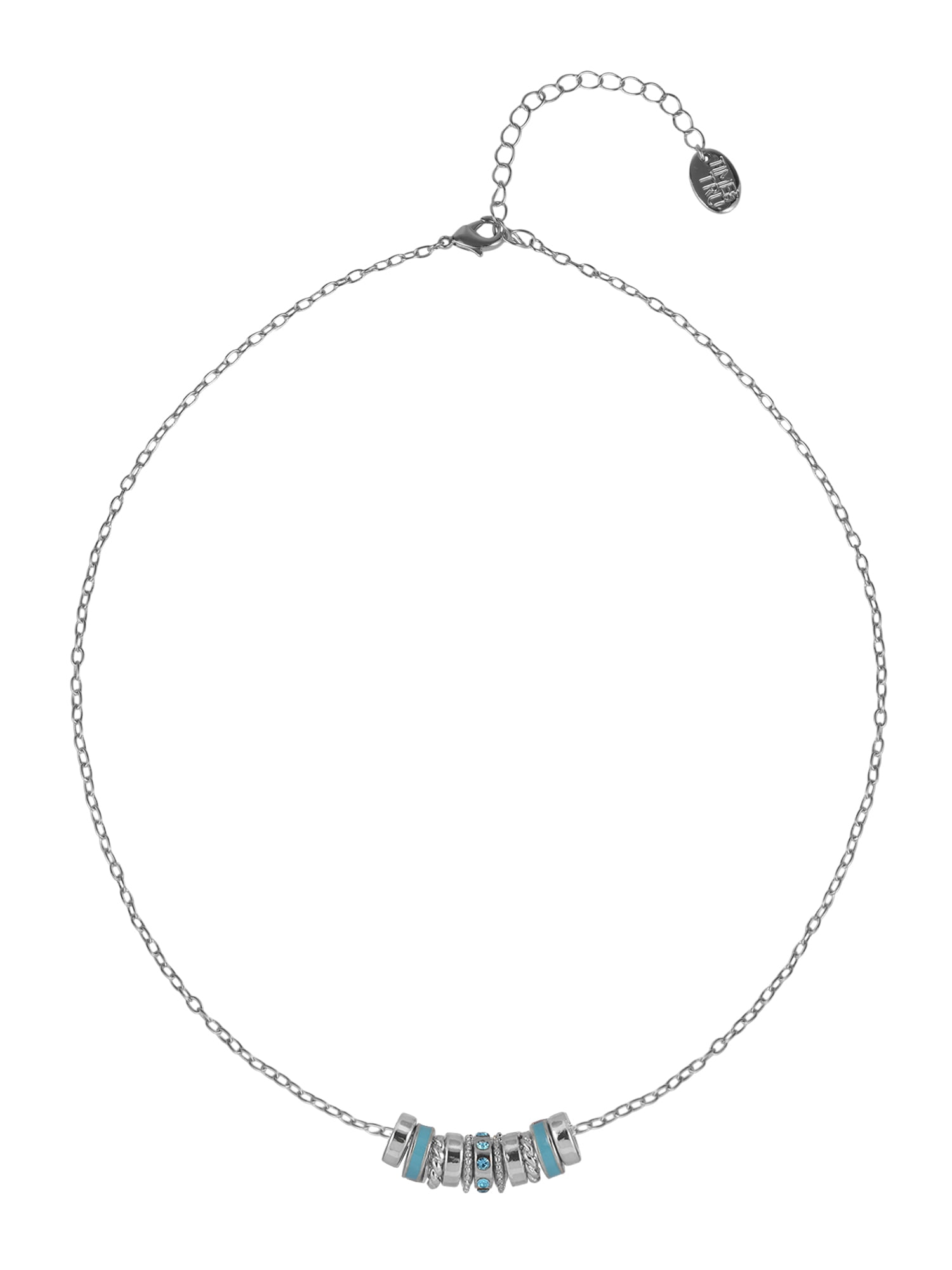 Time and Tru Silvertone Chain with Blue Zirconia Birthstone "December" Necklace