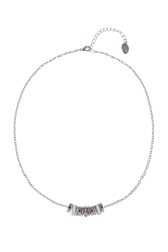 Silvertone Chain with Crystal Birthstone "April" Necklace