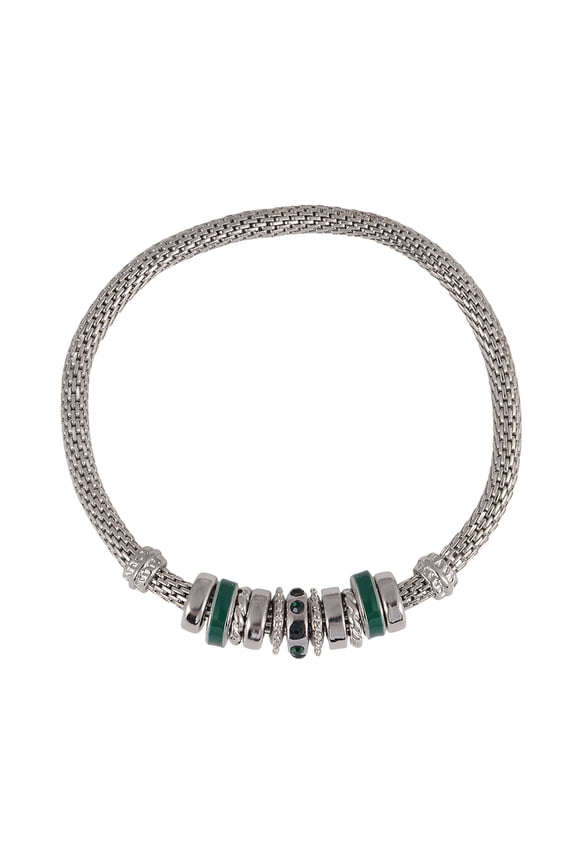 Silvertone Chain with Emerald Birthstone "May" Bracelet