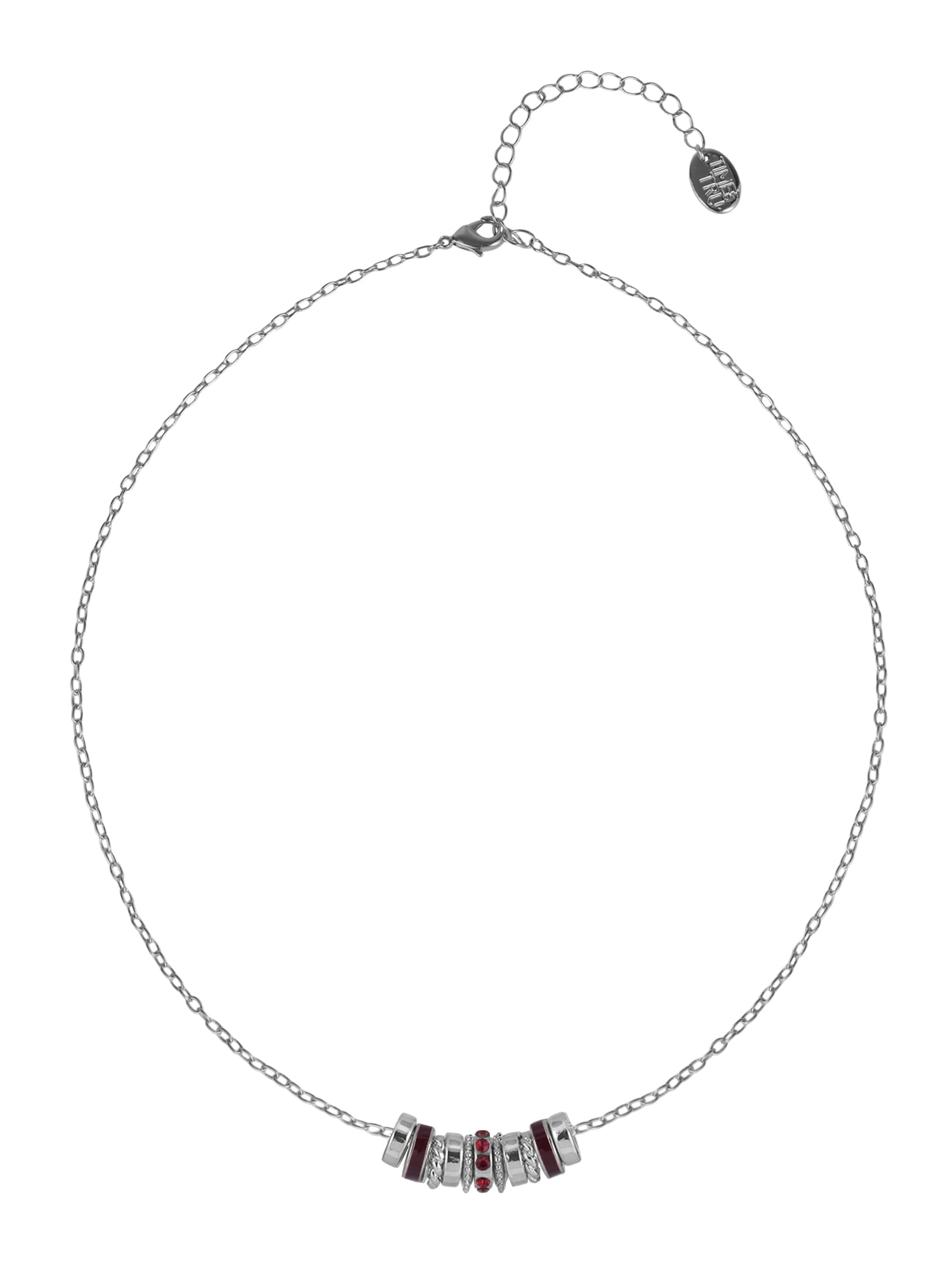 Time and Tru Silvertone Chain with Garnet Birthstone "January" Necklace