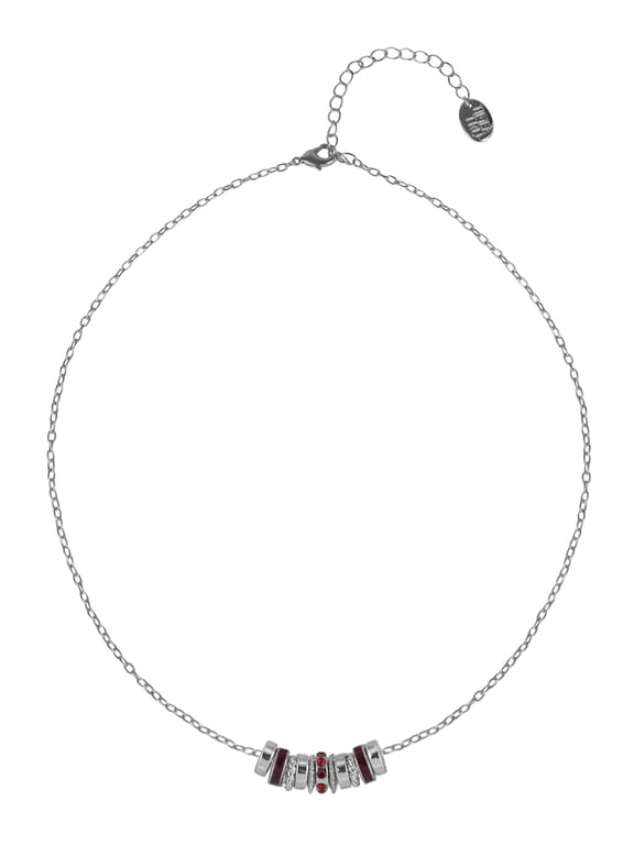 Silvertone Chain with Garnet Birthstone "January" Necklace